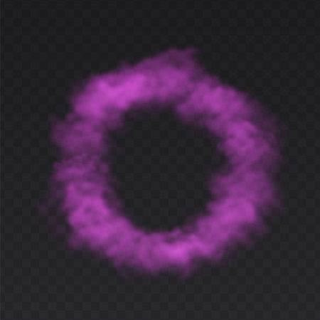 Pink Ring Smoke Cloud on dark transparent background. Fog circle frameのイラスト素材