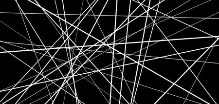 Abstract geometric grid of random line on a black background. Chaotic linear design backdrop.