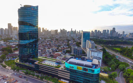 Jakarta Indonesia - June 2, 2020 : Aerial view from Jakarta, BNI Tower Jakarta Urban City of Indonesia. Cityscape Indonesia, Landmark of Jakartaのeditorial素材
