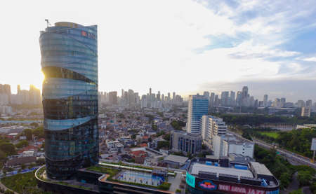Jakarta Indonesia - June 2, 2020 : Aerial view from Jakarta, BNI Tower Jakarta Urban City of Indonesia. Cityscape Indonesia, Landmark of Jakartaのeditorial素材