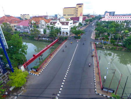 Surabaya Indonesia June 21 2020 : Jembatan Merah is a red bridge in Surabaya historical of Indonesia...