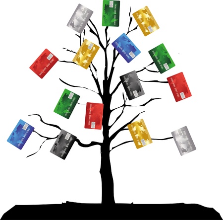 colorful credit cards tree isolatedのイラスト素材