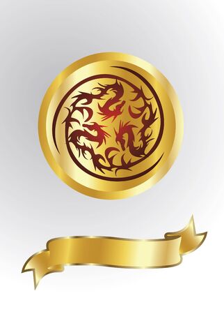 gold dragons isolatedのイラスト素材