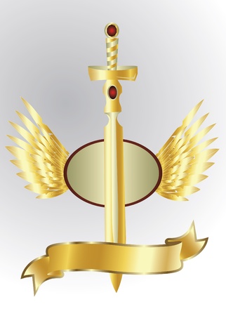 golden sword isolatedのイラスト素材