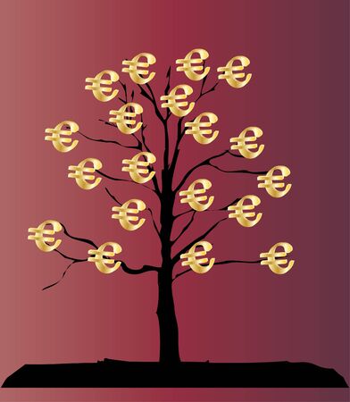 money tree,euro cashのイラスト素材