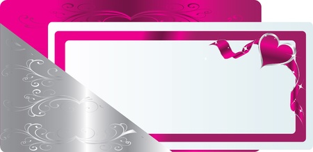 pink and silver greeting card with heartのイラスト素材