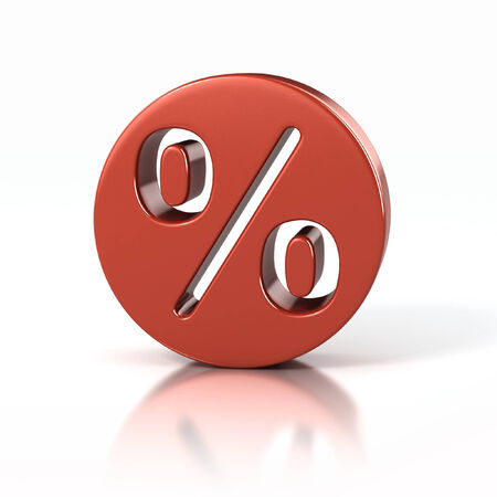 percentage sign inside red circleの写真素材