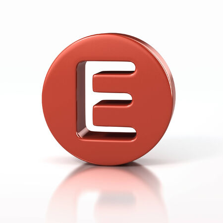 letter E inside red circleの写真素材