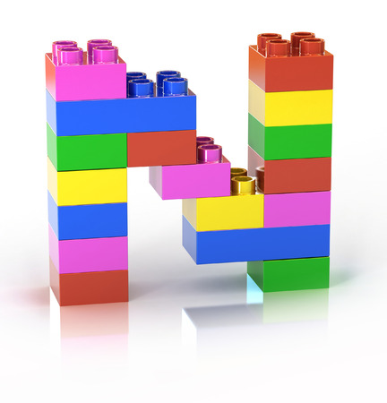 children s toy brick font letter Nの写真素材