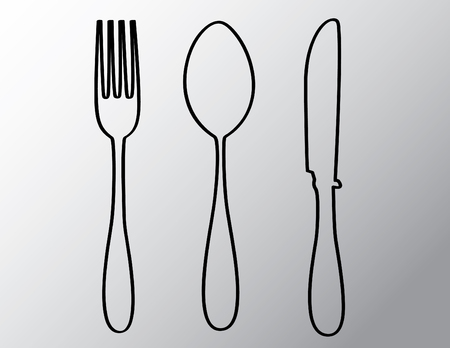 silverware outline isolated illustrationのイラスト素材