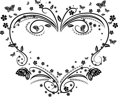 floral heart isolated illustrationのイラスト素材