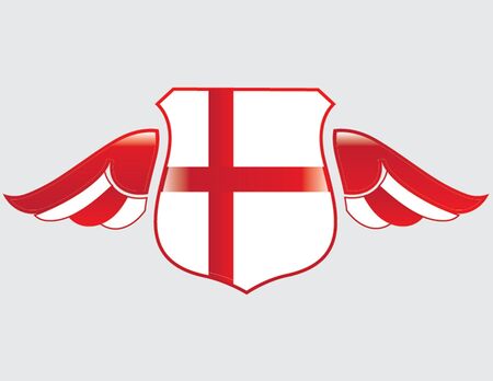 england flag on shield with wingsのイラスト素材
