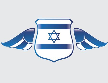 israel flag on shield with wingsのイラスト素材