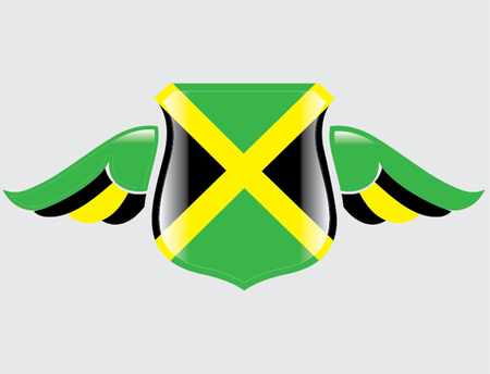 jamaican flag on shield with wingsのイラスト素材