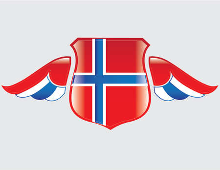 norwegian flag on shield with wingsのイラスト素材