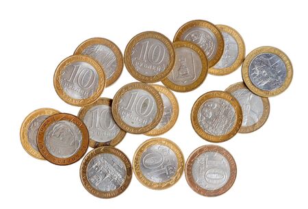 coins of russia isolated on white backgroundの写真素材