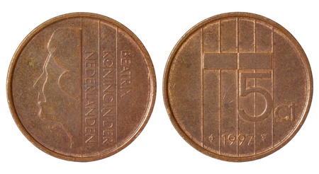 rare retro coin of netherlands isolated on white backgroundの写真素材