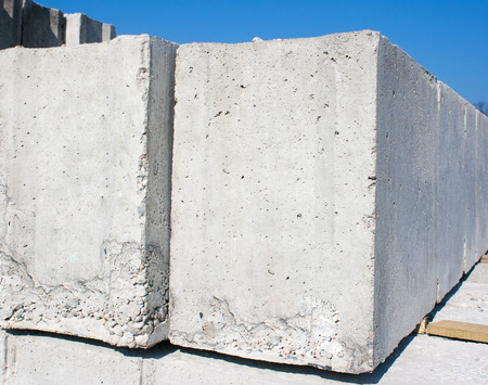 two concrete slabs to build a house outside closeupの写真素材