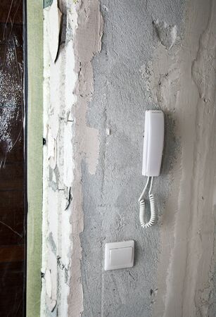 intercom on the wall in a new apartment closeup