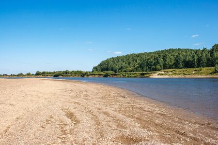 river landscape in russian siberia on sunny summer dayの写真素材