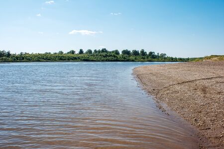 river landscape in russian siberia on sunny summer day