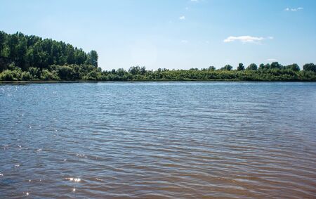 river landscape in russian siberia on sunny summer day