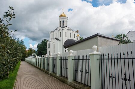 new christian temple in kaliningrad russia on cloudy summer dayの写真素材