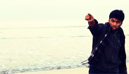 Boy in seaの写真素材