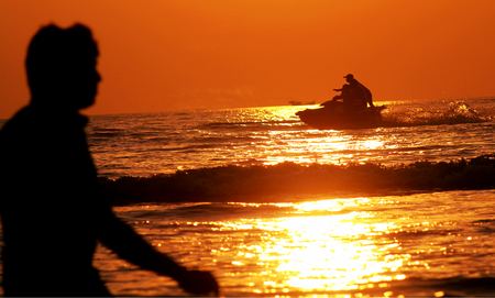 Sunset Beach & Manの写真素材