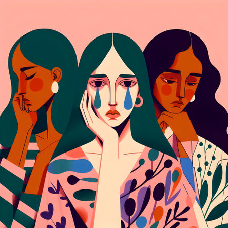 Broken hearted sad alone women emotional look.の写真素材