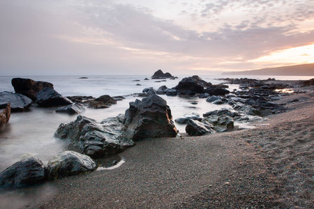 Sunset at Sombrio beachの写真素材