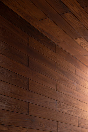 Thermo ash wood texture cladding and ceiling, modern architectonic detail