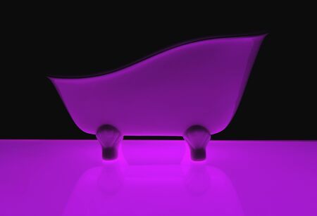 magenta bath old fashion style on black background with flourescent lightの写真素材