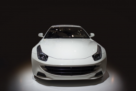 Luxury white sport car front view  isolatedの写真素材