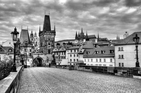 Historic Charles Bridge in Prague, Czech Republicの写真素材