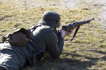 Re-enactment of the battle of the World War II. Anniversary of the liberation of the city of Poznan