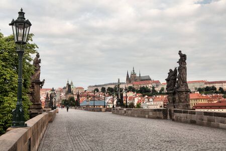 beautiful and historic Charles Bridge in Prague, Czech Republicの写真素材
