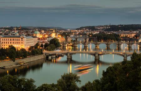 Historic Charles Bridge in Prague, Czech Republicの写真素材