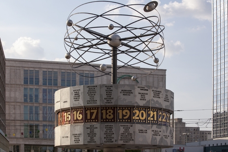 World famous Clock located in Alexanderplatz in Berlin, Germanyのeditorial素材