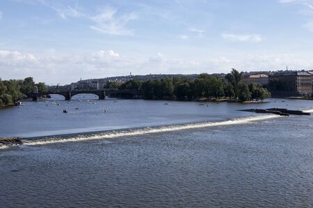Vltava river in Prague. Vltava is the longest river within the Czech Republic.の写真素材