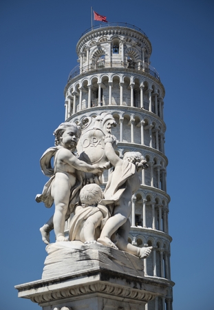 Leaning Tower of Pisa. The Tower of Pisa is the campanile, or freestanding bell tower, of the cathedral of the Italian city of Pisa.の写真素材