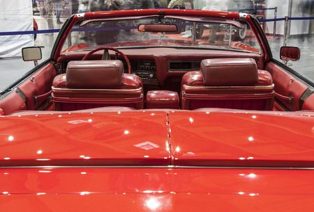 Old american car on static display at the International Fair in Poznan.のeditorial素材