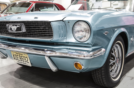 Old Ford Mustang on display at the International Fair in Poznanのeditorial素材
