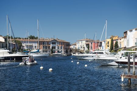 Port and harbor in Saint-Tropez Grimaud on the French Riviera.のeditorial素材