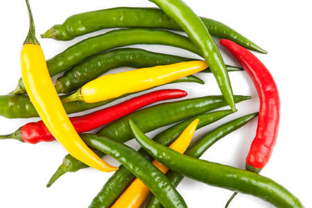 Small peppers isolated on a white background. View from another angle in the portfolio.