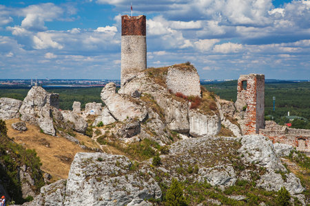 Ruins of the medieval Olsztyn castle in Polandのeditorial素材