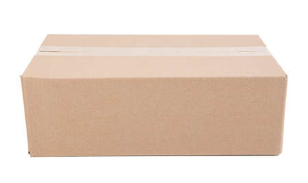 Corrugated cardboard box, object isolated on a white background.