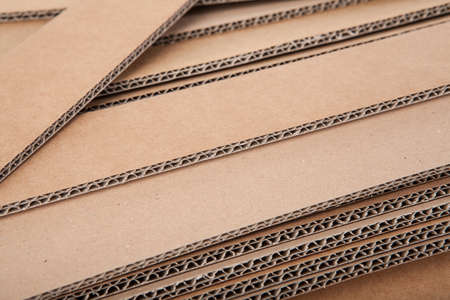 A stack of cardboard forms made of corrugated cardboardの写真素材