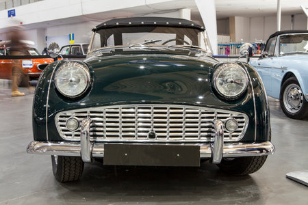 Front view of a vintage car. International Exhibition InterClassics & Topmobiel 2015
