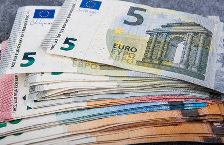 Euro banknotes money (EUR), currency of the European Unionの写真素材